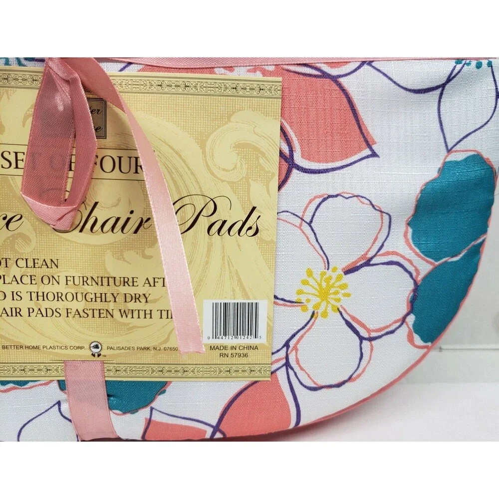 Set of 4 Cushion Chair Pads w/pink ties, 15